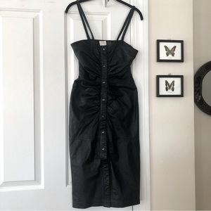 Sexy Leather Y2K Snap Front Dress